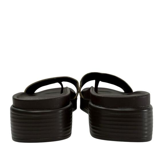 Donald Pliner Wedge Slide Sandal Fifi Leather Size 6 Taupe Metallic Women - Picture 5 of 10